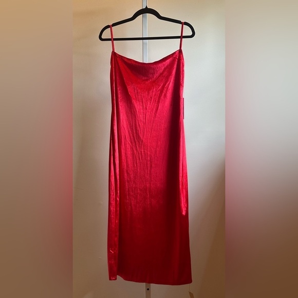 NEW Reformation Merel Velvet Dress Cherry Red Bodycon Low Back